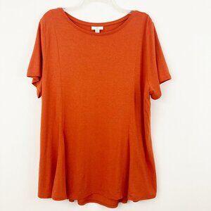 J. Jill Short Sleeve Swing Tee Size 2X Cotton Modal Relaxed Fit Orange Lagenlook